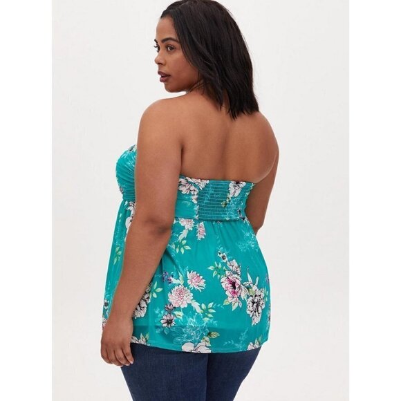 Torrid Green Mesh Strapless Twisted Babydoll Tank Top 00 - Picture 3 of 6